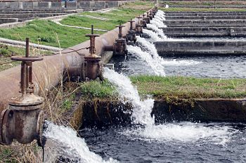 water flowing at treatment plant