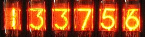 An old calculator display using Nixie tubes.