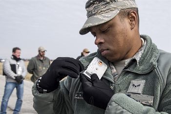 checking a film badge dosimeter